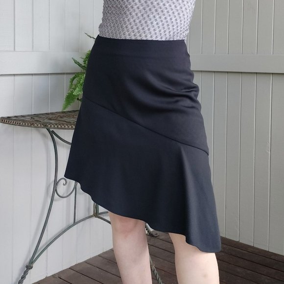 Country Road Size 10 12 Skirt Black A Line Asymmetric Side Slit Oxford Corporate - Picture 2 of 8
